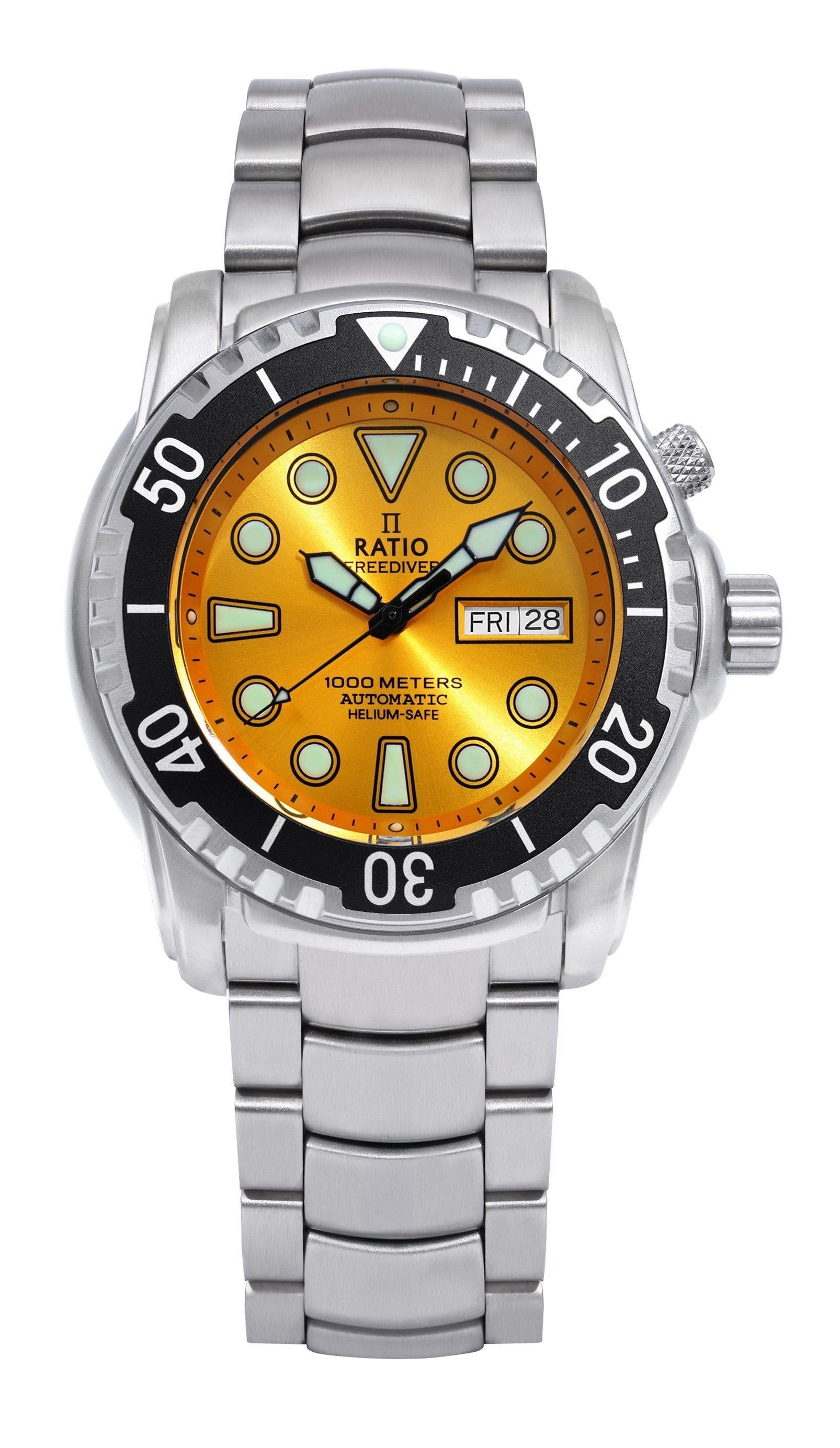RATIO - FreeDiver Helium-Safe 1000M Sapphire Automatic 1068HA96-34VA-YLW Men's Watch - Yellow