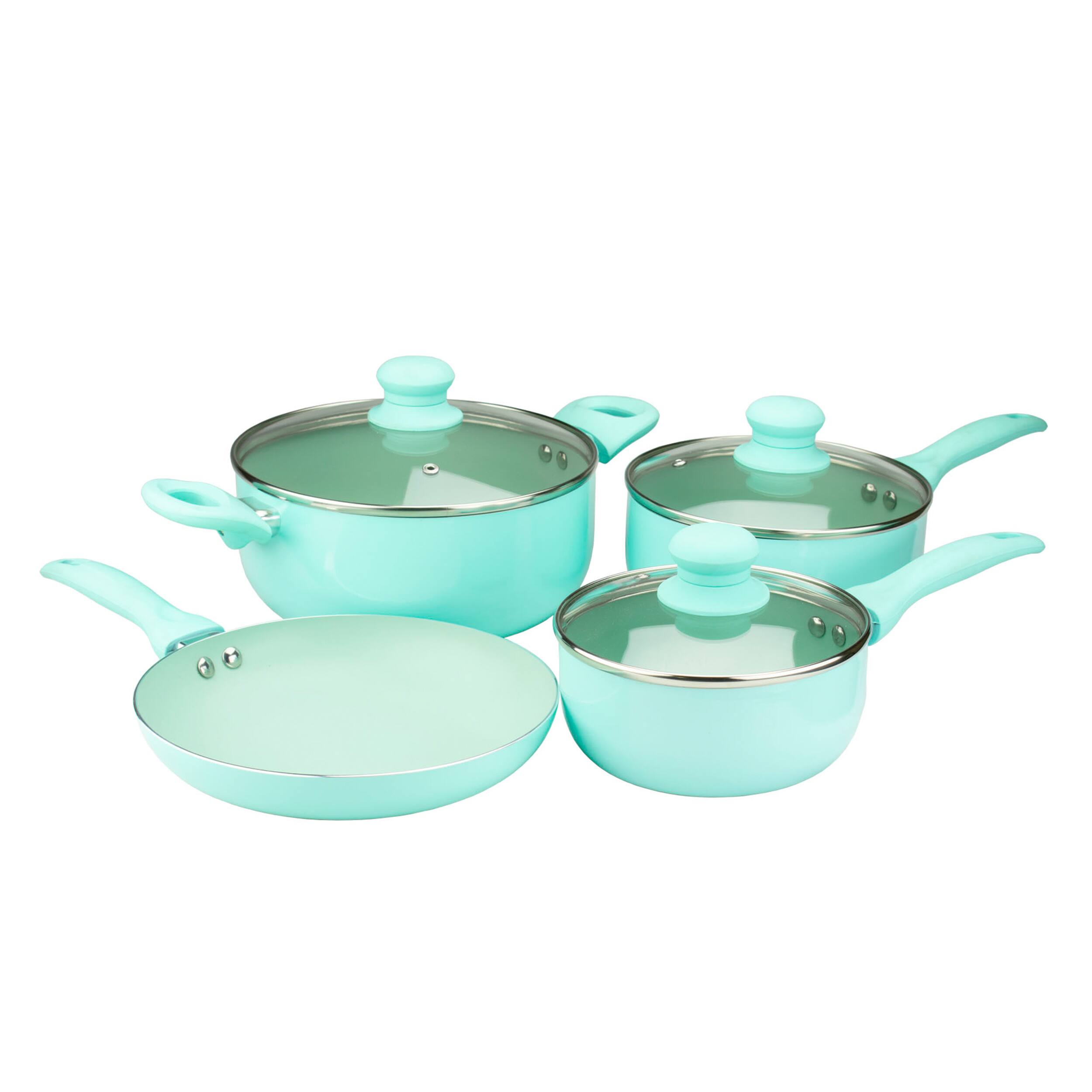Front. Brentwood - Brentwood 7 Piece Nonstick Aluminum Cookware Set in Blue - Blue.