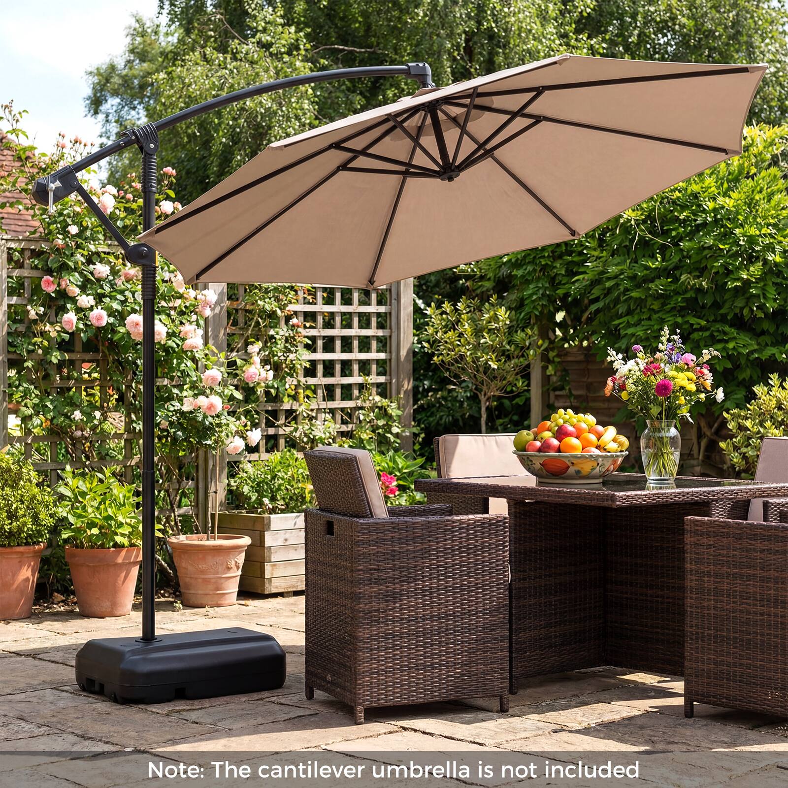 Note: The cantilever umbrella is not included