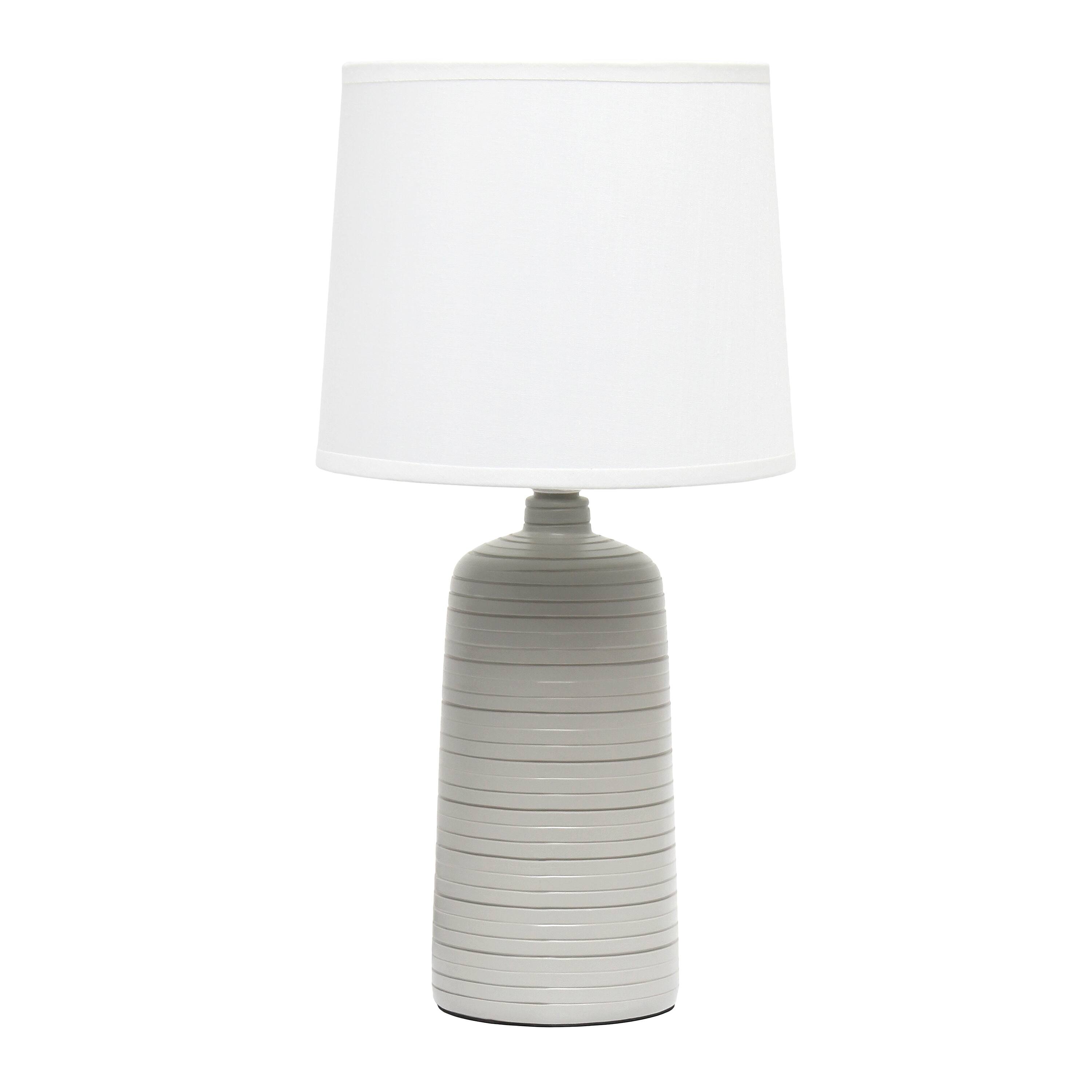 Front. Simple Designs - Textured Linear Ceramic Table Lamp - Taupe.