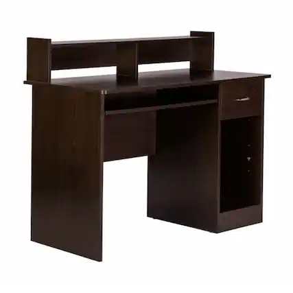 Front. SlickBlue - Contemporary Computer Desk for Home Office with Modern Design - Espresso.