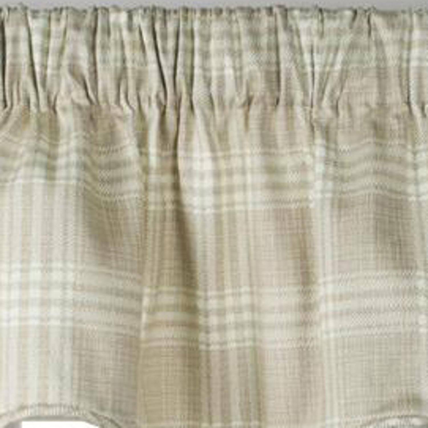 Left. Ellis Curtain - Ellis Curtain Light Blocking Cool Adjustable Bartlett Lined Scallop Window Valance - 70x17" Natural - Natural.