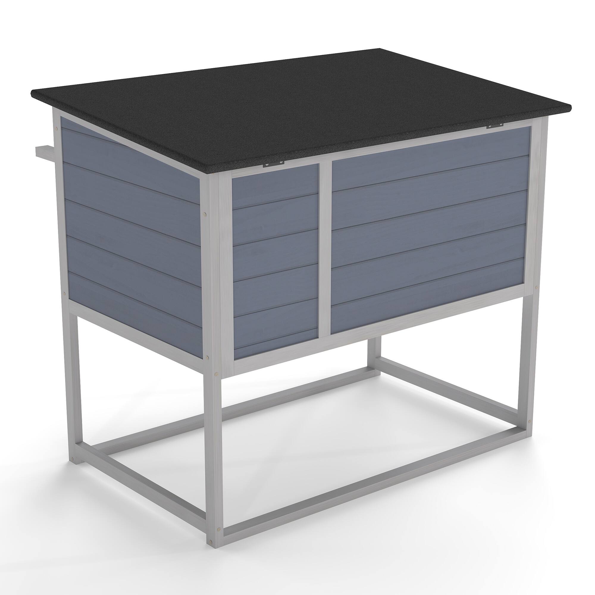 Alt View 2. Boyel Living - Gray Weatherproof Outdoor Cat House Elevated Feral Cat Shelter with High Legs Curtained Door Escape Door with Pine Wo - Gray.