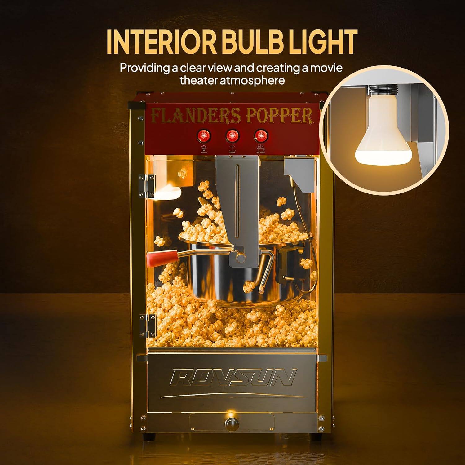 INTERIOR BULB LIGHT  
Providing a clear view and creating a movie theater atmosphere  

FLANDERS POPPER  
RONSUN