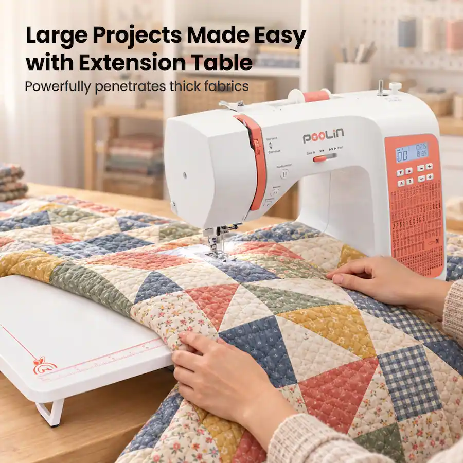Machine Stitch Poolin EOC02 RE Electronic Sewing Machine, 200 Built in Stitches, LCD ...