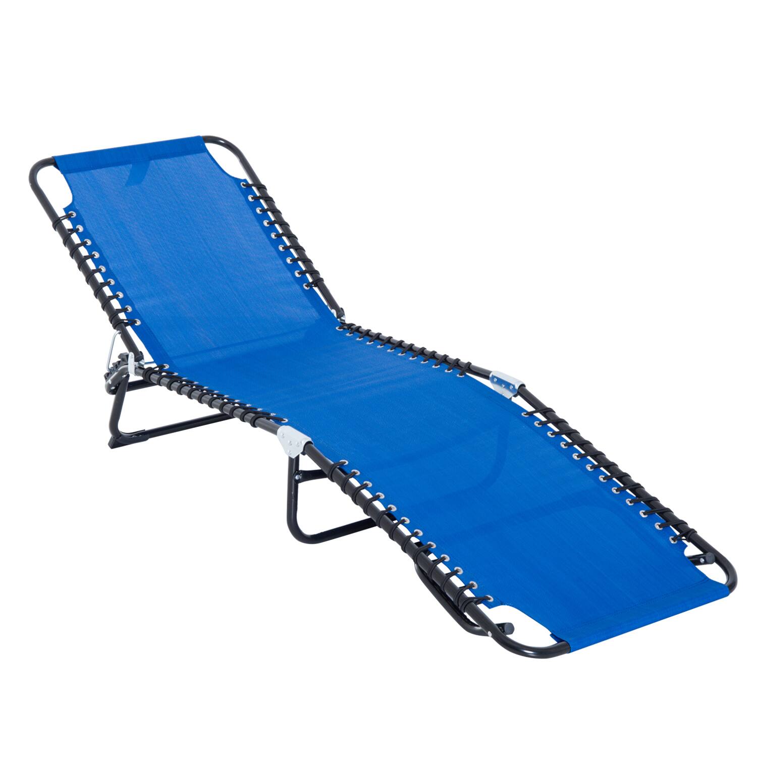 Angle. Resenkos - Resenkos Foldable Chaise Lounge, 4-Position Reclining Back, Trifold Portable design And Breathable Mesh, Dark blue - Dark blue.