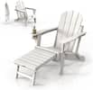 Front. Winado - Folding Adirondack Chair with Cup Holder, Hidden Footrests, Foldable Ergonomics Seating for Outdoor Porch Yard Garden - White.