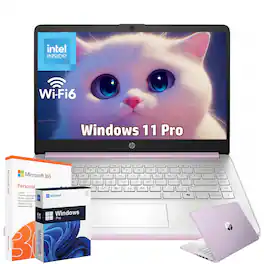 HP - 14" HD Laptop - Intel N150 - 8GB RAM - 128GB UFS - Wi-Fi 6 - Windows 11 Pro - 1 Year Microsoft 365 - Honey Lavender