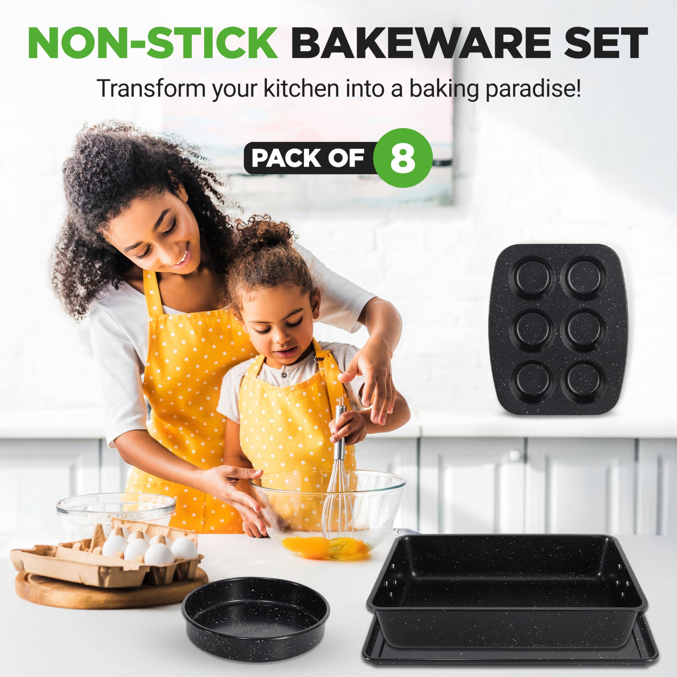 NON-STICK BAKEWARE SET  
Transform your kitchen into a baking paradise!  
PACK OF 8