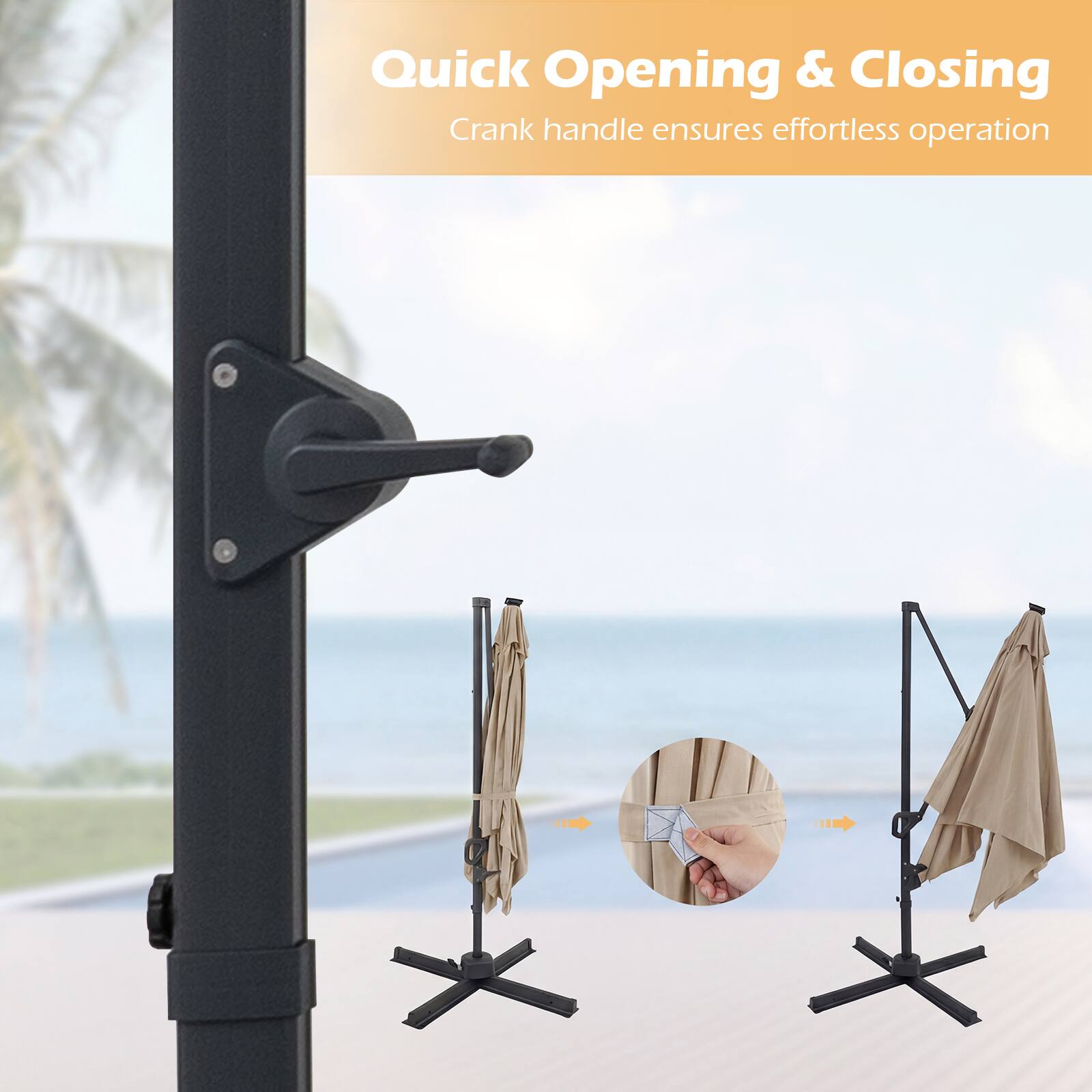 Quick Opening & Closing  
Crank handle ensures effortless operation