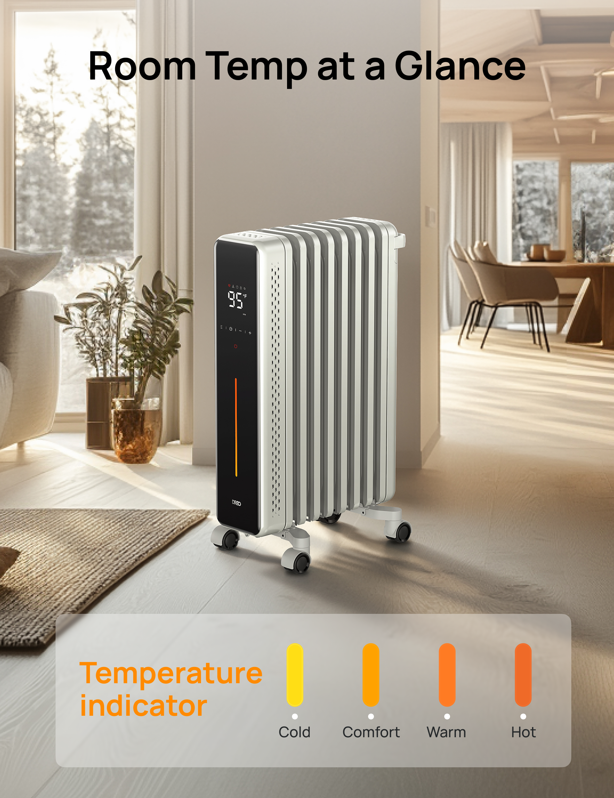 Room Temp at a Glance

Temperature indicator
Cold ! Comfort Warm I Hot