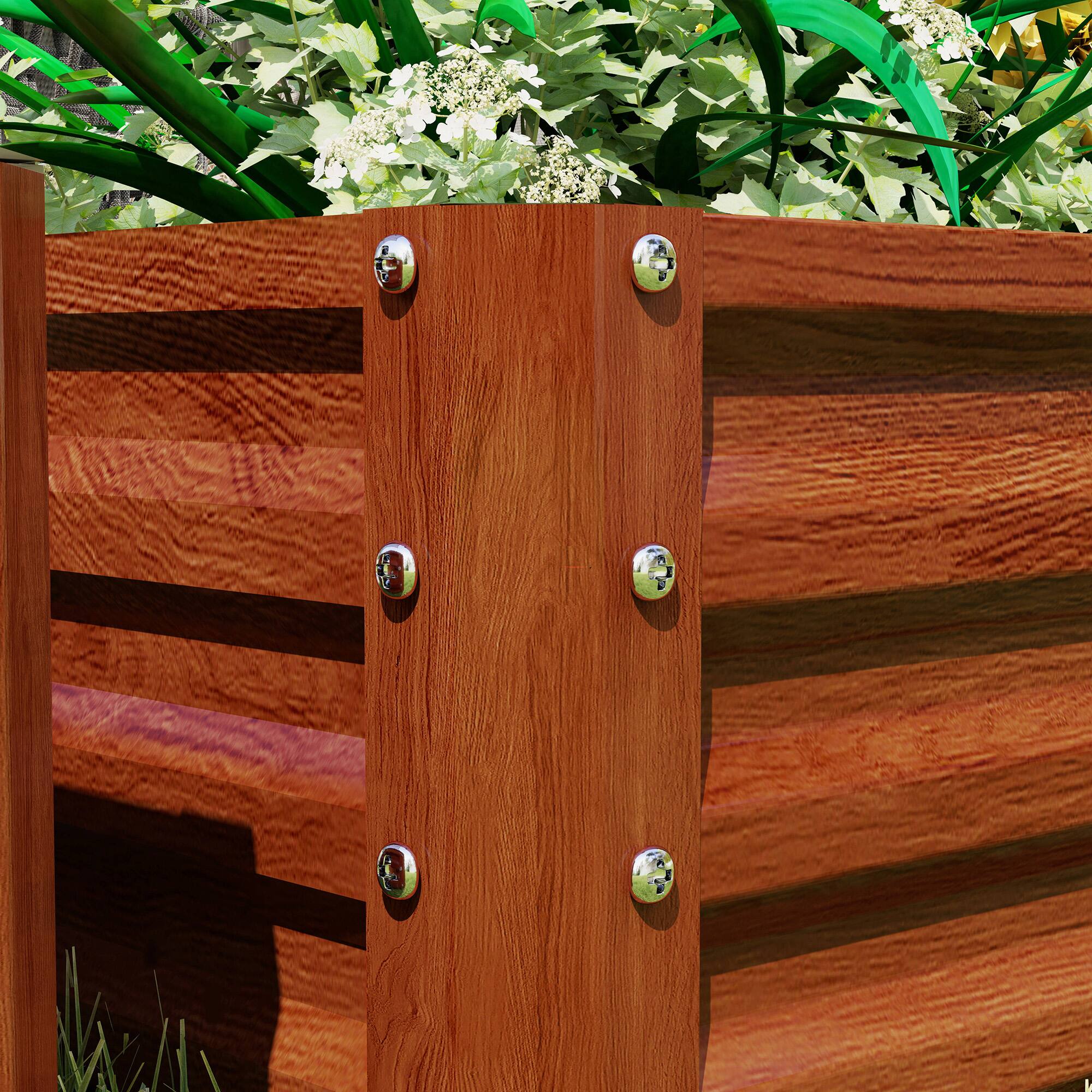 Alt View 5. Outsunny - Outsunny Galvanized Raised Garden Bed, 4' x 2' x 1' Metal Planter Box, for Growing Vegetables - Brown.