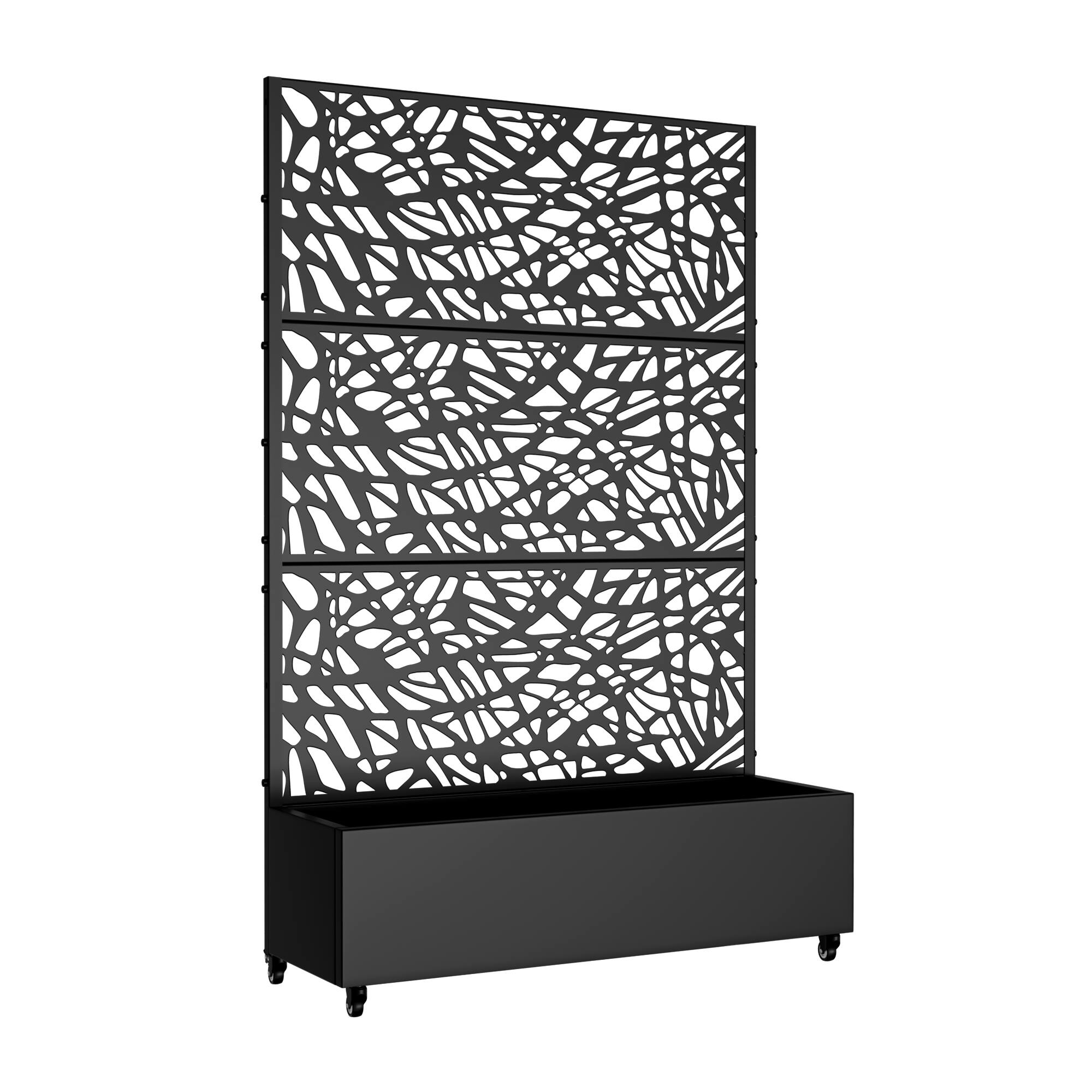 Angle. PexFix - 72 in. H x 47 in. W Net Pattern Rectangle Metal Planter Box Raised Garden Beds with Trellis-Ideal for Balcony - Black.