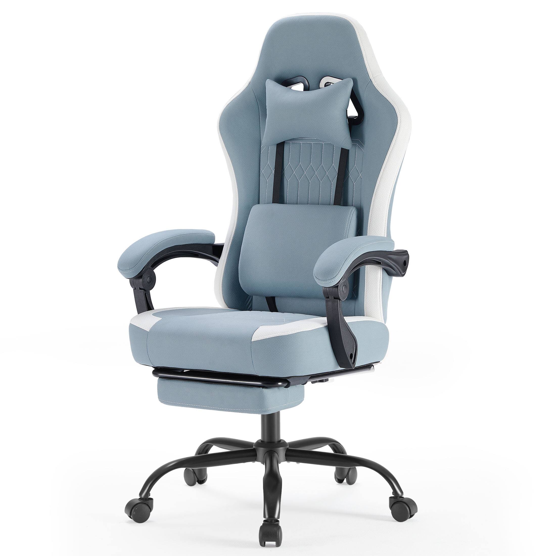 Left. AENKYO - Gaming Chair Desk Chair Lumbar Support Ergonomic Reclining with Adjustable Height - Blue.