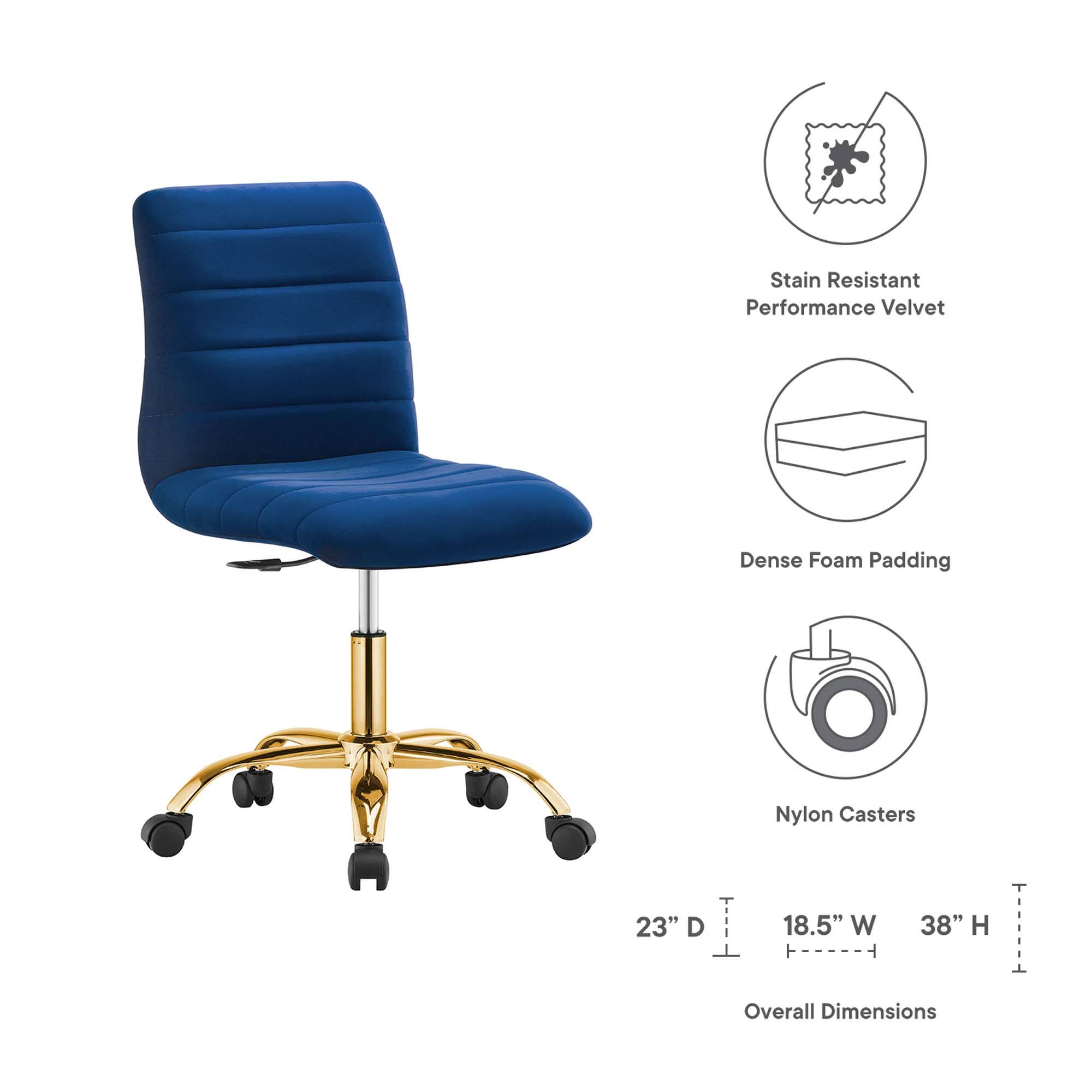 Stain Resistant Performance Velvet  
Dense Foam Padding  
Nylon Casters  

Overall Dimensions:  
23" D x 18.5" W x 38" H