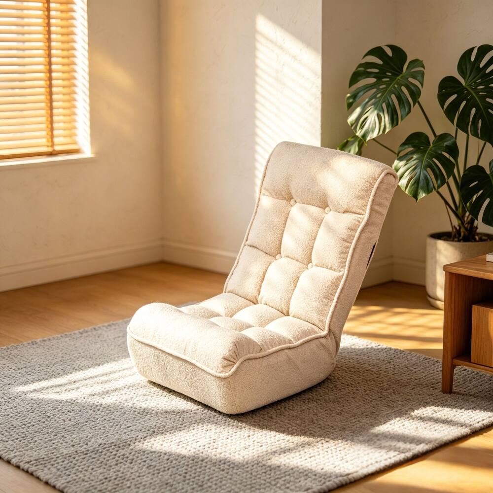 Alt View 6. Loheer - Loheer Adjustable Floor Chair Japanese Tatami Lazy Sofa White - White.
