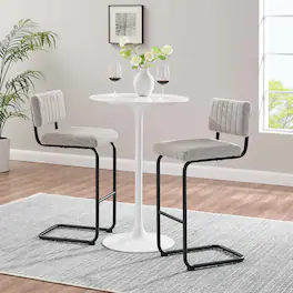 Parity Boucle Bar Stools Set of 2 by Modway - Black Taupe