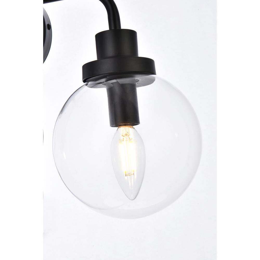 Alt View 1. Living District - Hanson 2 lights bath sconce in black with clear shade - Black And Clear Shade.