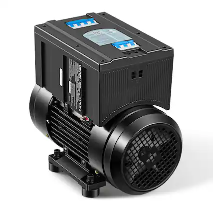 Front. VEVOR - Single Phase to 3-Phase Rotary Converter, 5HP 14A 208-240V Input/Output Rotary Phase Converter - Black.
