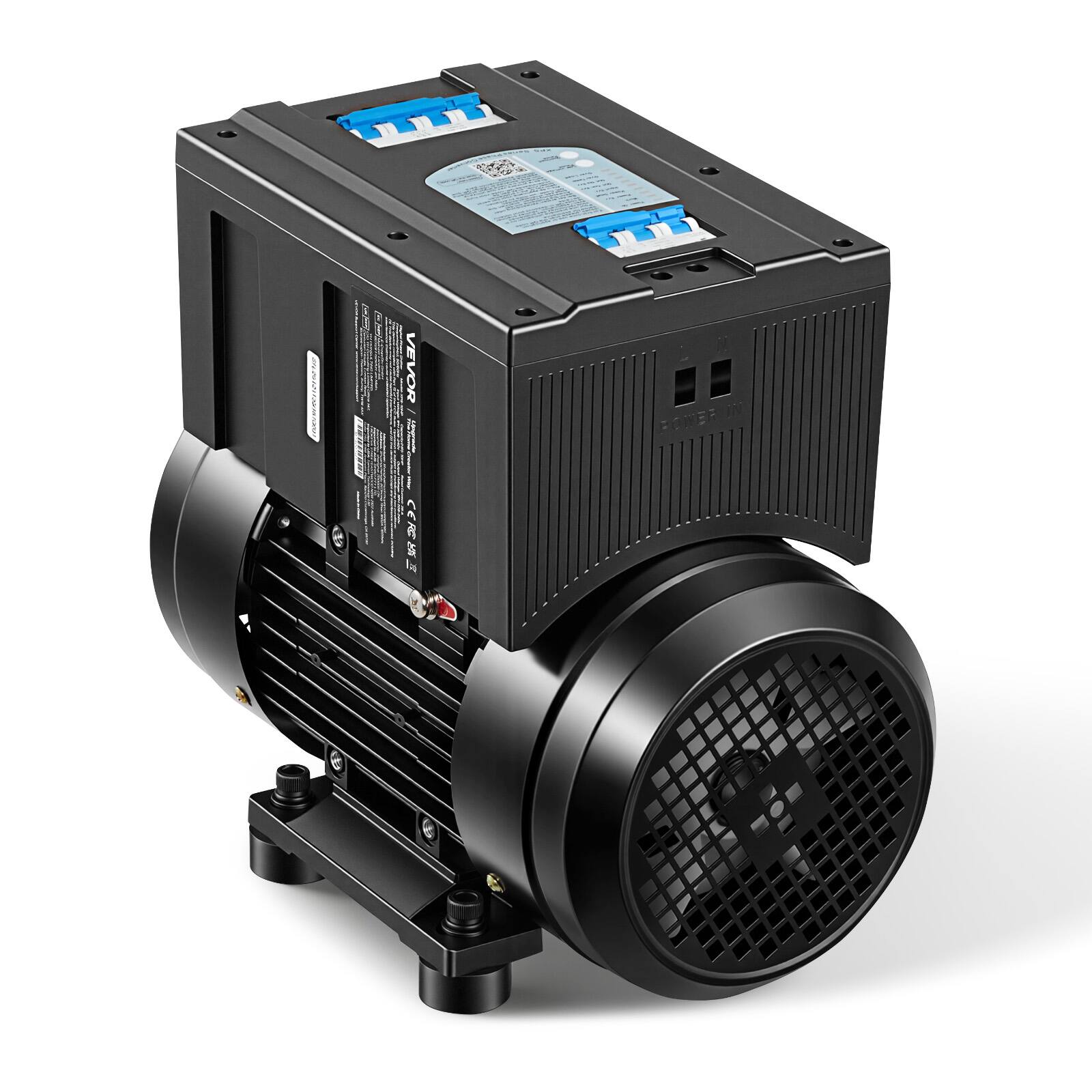Front. VEVOR - Single Phase to 3-Phase Rotary Converter, 5HP 14A 208-240V Input/Output Rotary Phase Converter - Black.