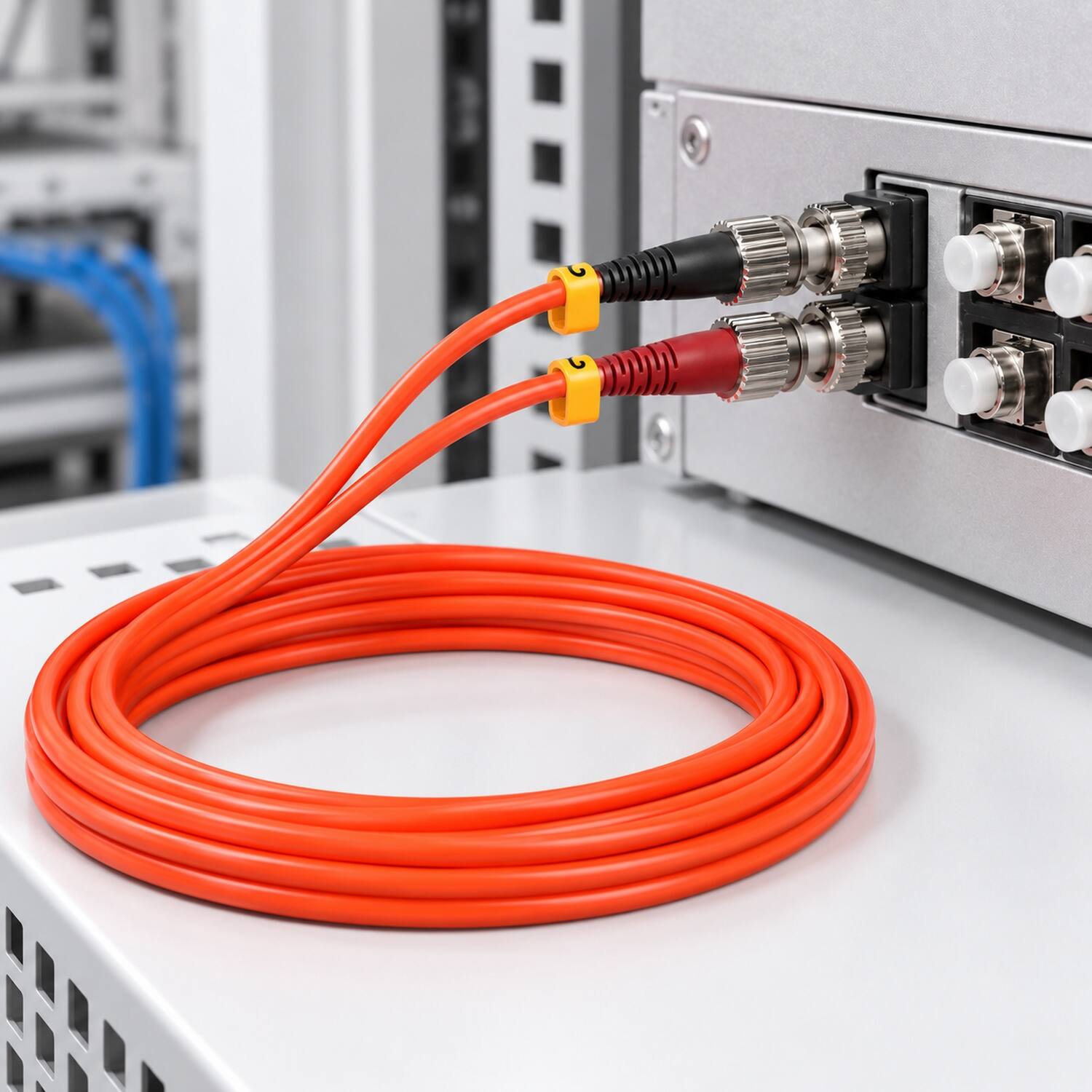 Left. Sanoxy - 10 Meters ST to ST Duplex 62.5/125 Multimode OM1 Fiber Optic Cable - Multi.