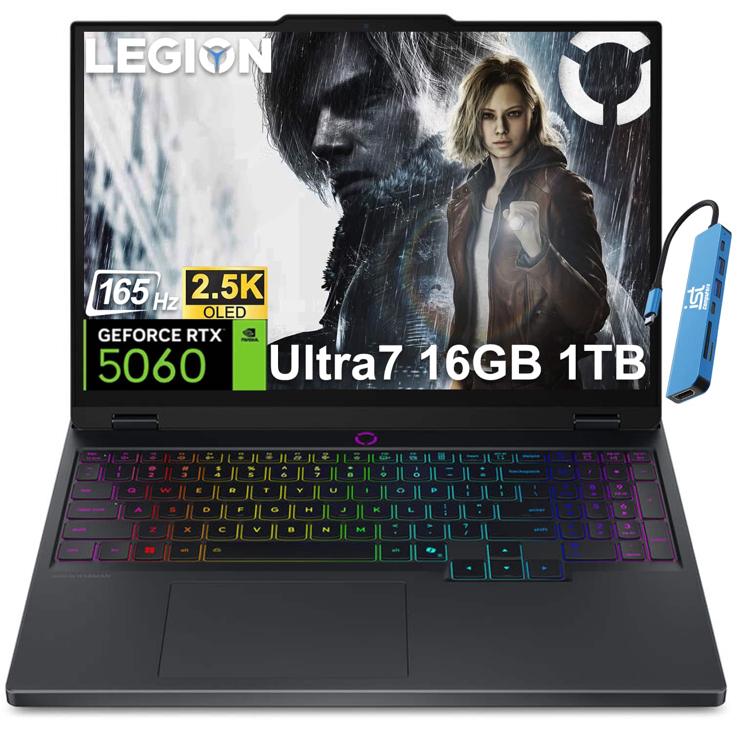 Lenovo - Legion 5i 15.1" 2.5K OLED Gaming Laptop - Intel Core Ultra7 255HX 2025 - NVIDIA GeForce RTX 5060 - 16GB RAM - 1TB SSD - Eclipse Black