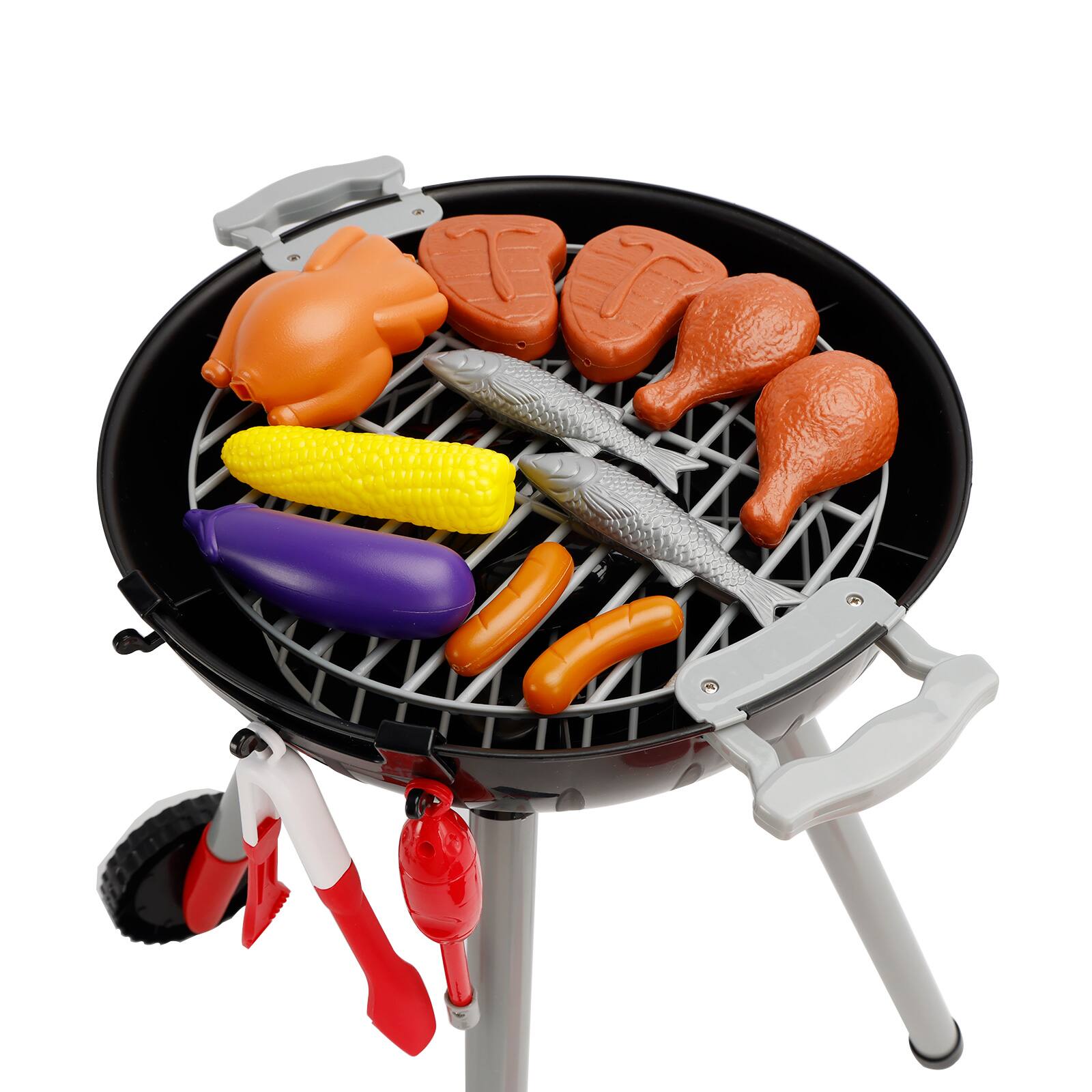 Alt View 5. Topteng - Interactive Kids BBQ Grill Toy Set with Sizzle Sound & Light - Pretend Play Kitchen with Food, Cooking Toy for toddler.