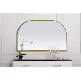 Elegant Decor - Metal Frame Arch Mirror 39x24 Inch - Brass