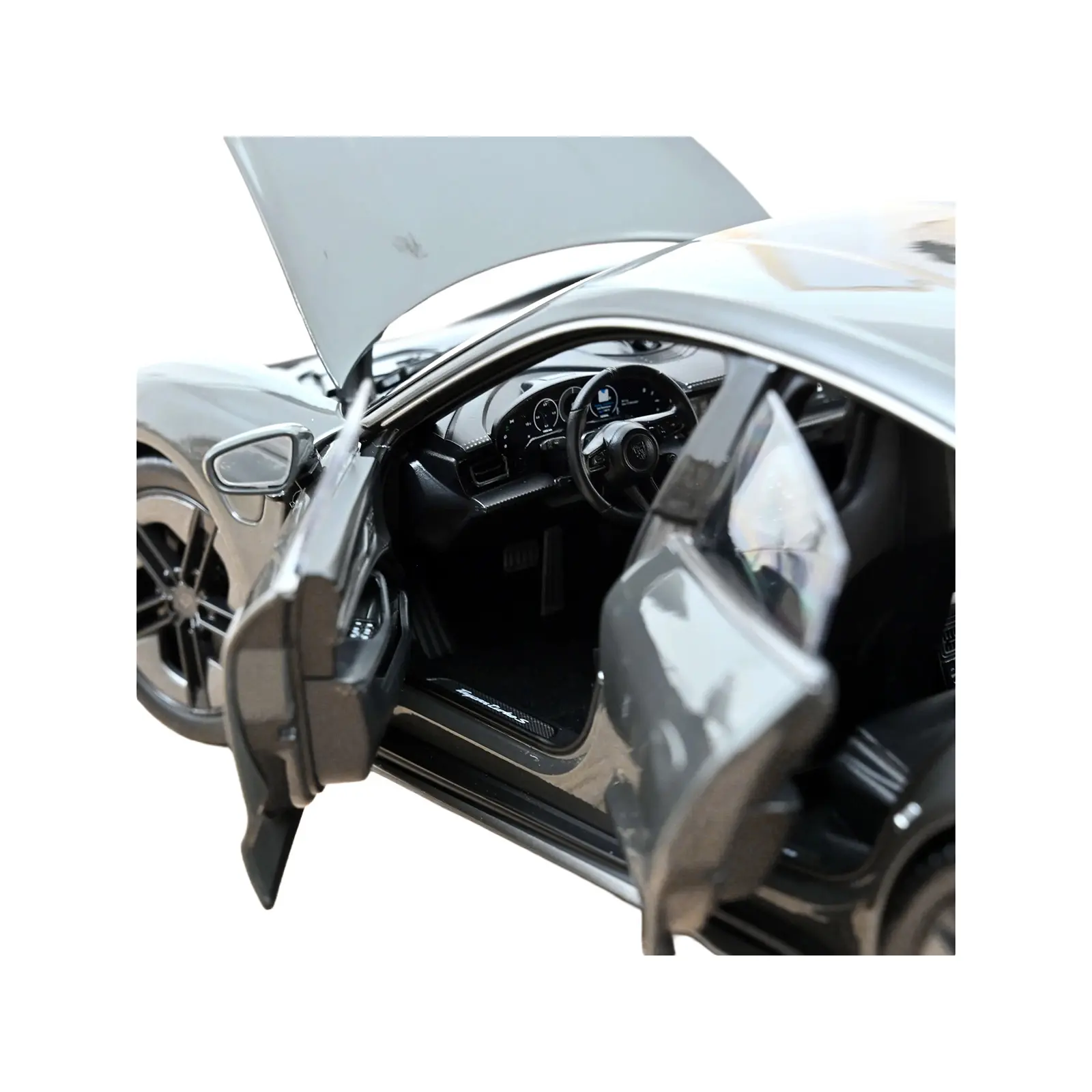 Alt View 3. Norev - 2024 Porsche Taycan Turbo S Slate Gray Neo 1/18 Diecast Model Car by Norev.