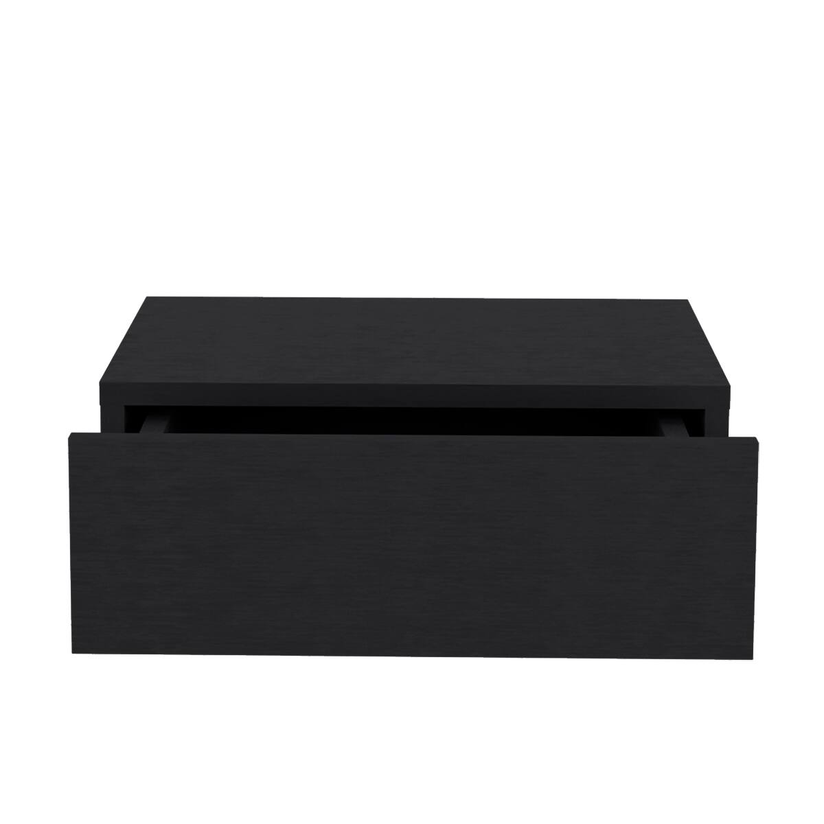 Angle. Loheer - Loheer Floating Nightstand, Black Wall-Mounted Bedside Shelf with Drawer - Black.