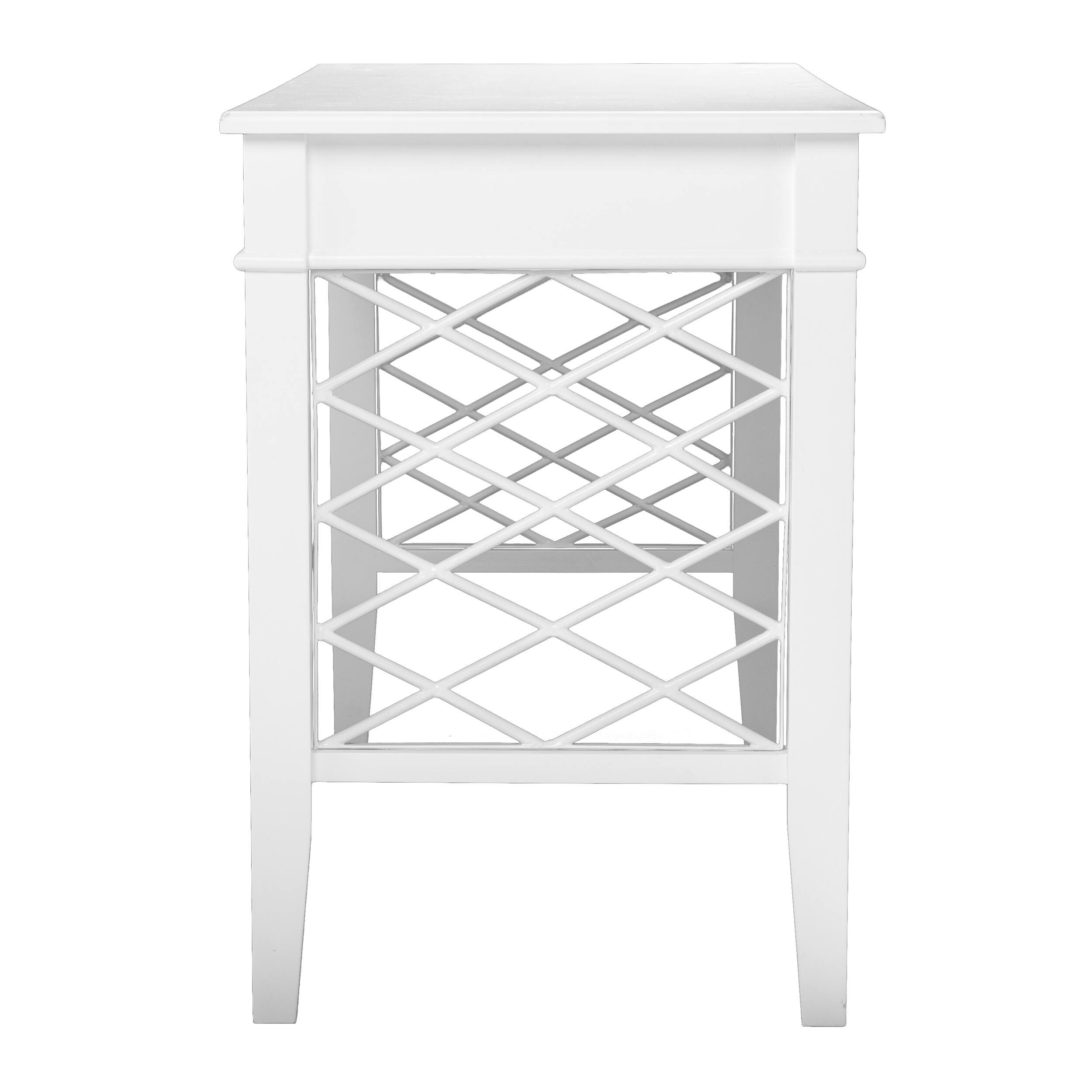 Alt View 1. Spaco - Spaco Writing Desk with 2 Drawers, Lattice Sides, Brushed Nickel Hardware, Transitional Home Office - White.