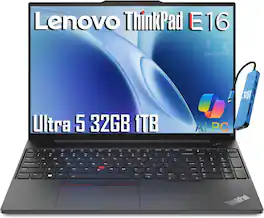 Lenovo - Upgraded - ThinkPad E16 Gen 2 16 FHD+ Laptop - Intel Core Ultra 5 125U with 32GB Memory - 1TB SSD - Windows 11 Pro - Black
