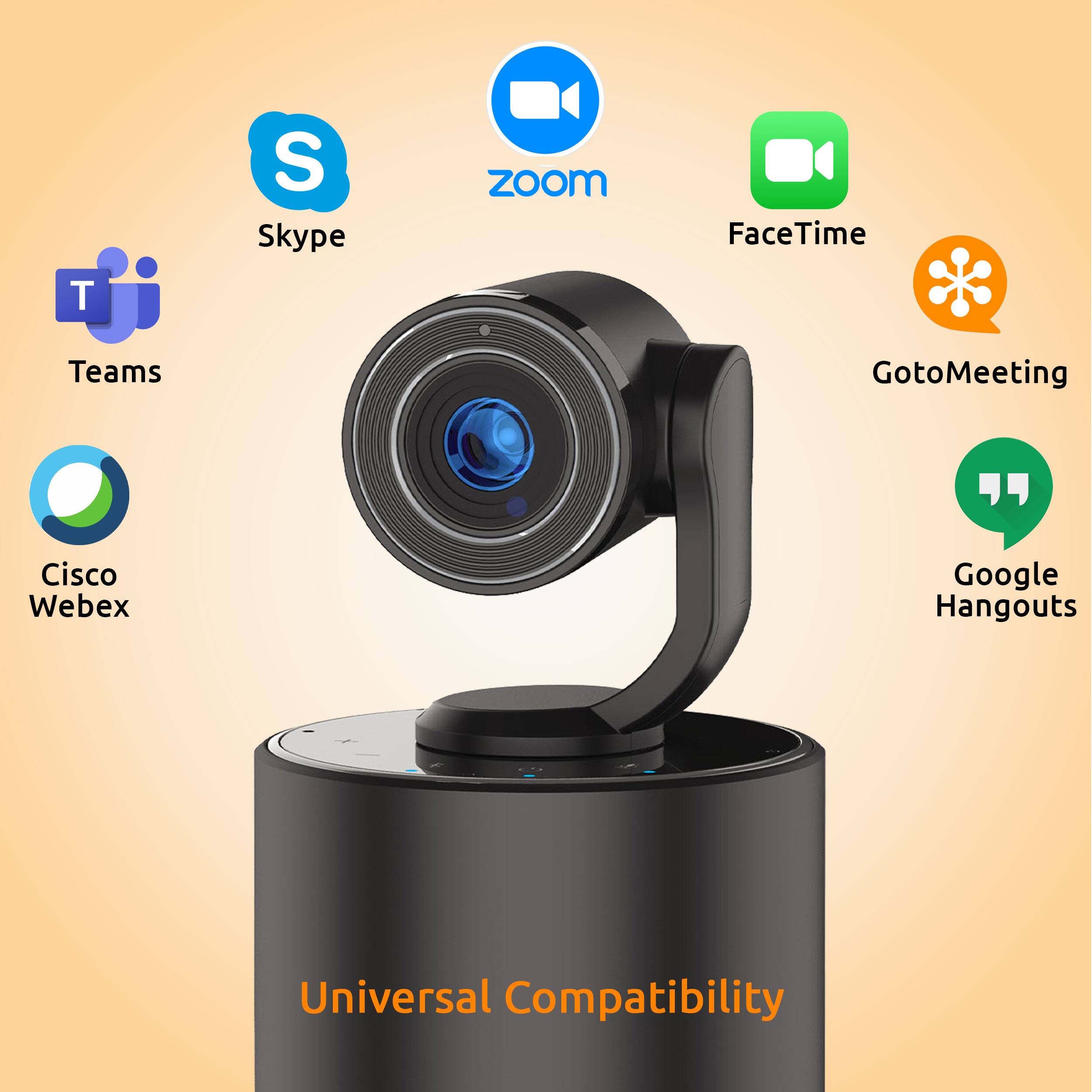 Skype, Zoom, FaceTime, Teams, GotoMeeting, Cisco Webex, Google Hangouts, Universal Compatibility