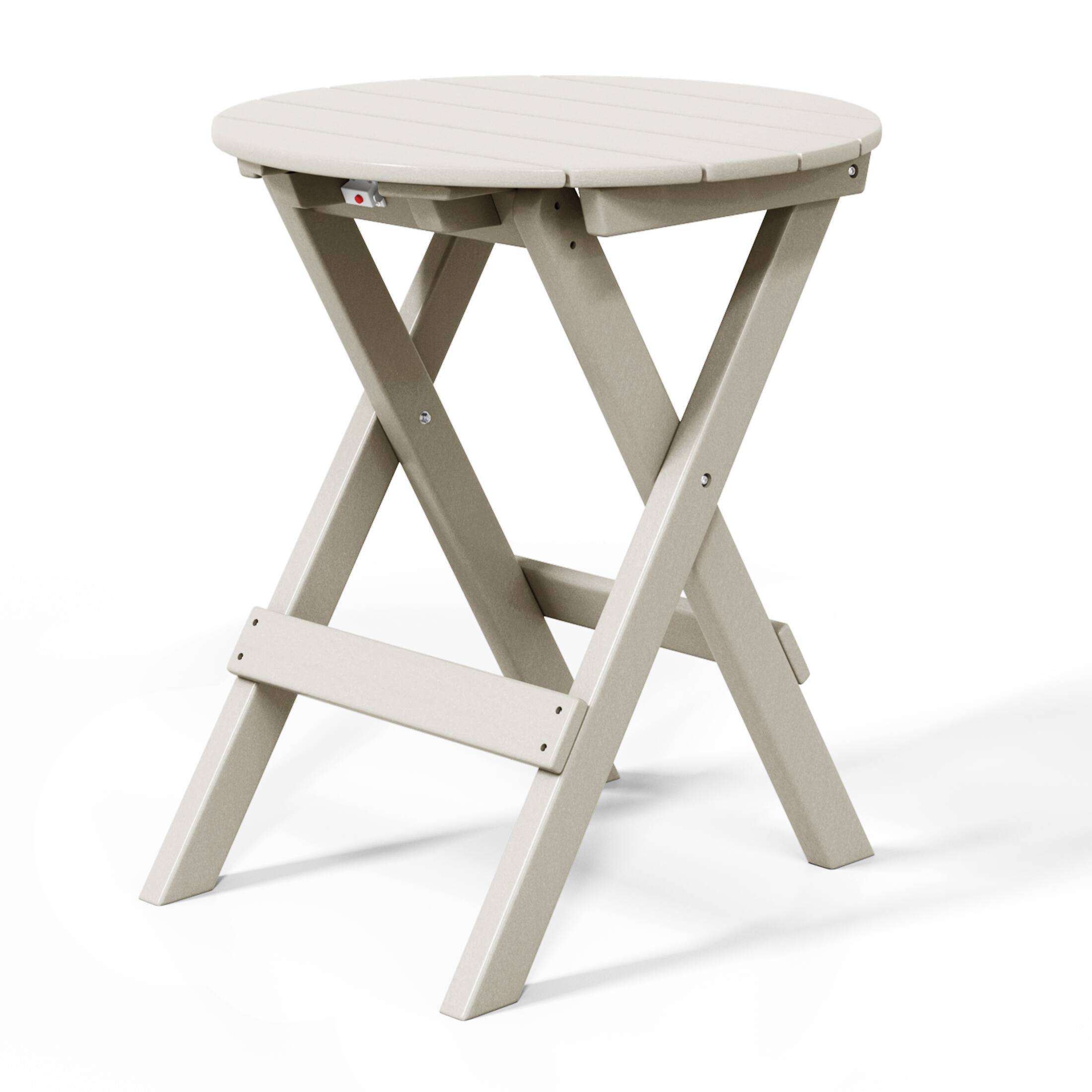 Alt View 1. WestinTrends - WestinTrends Malibu HDPE Outdoor 24.5 Inch Round Portable Folding Patio Dining Table - Sand.