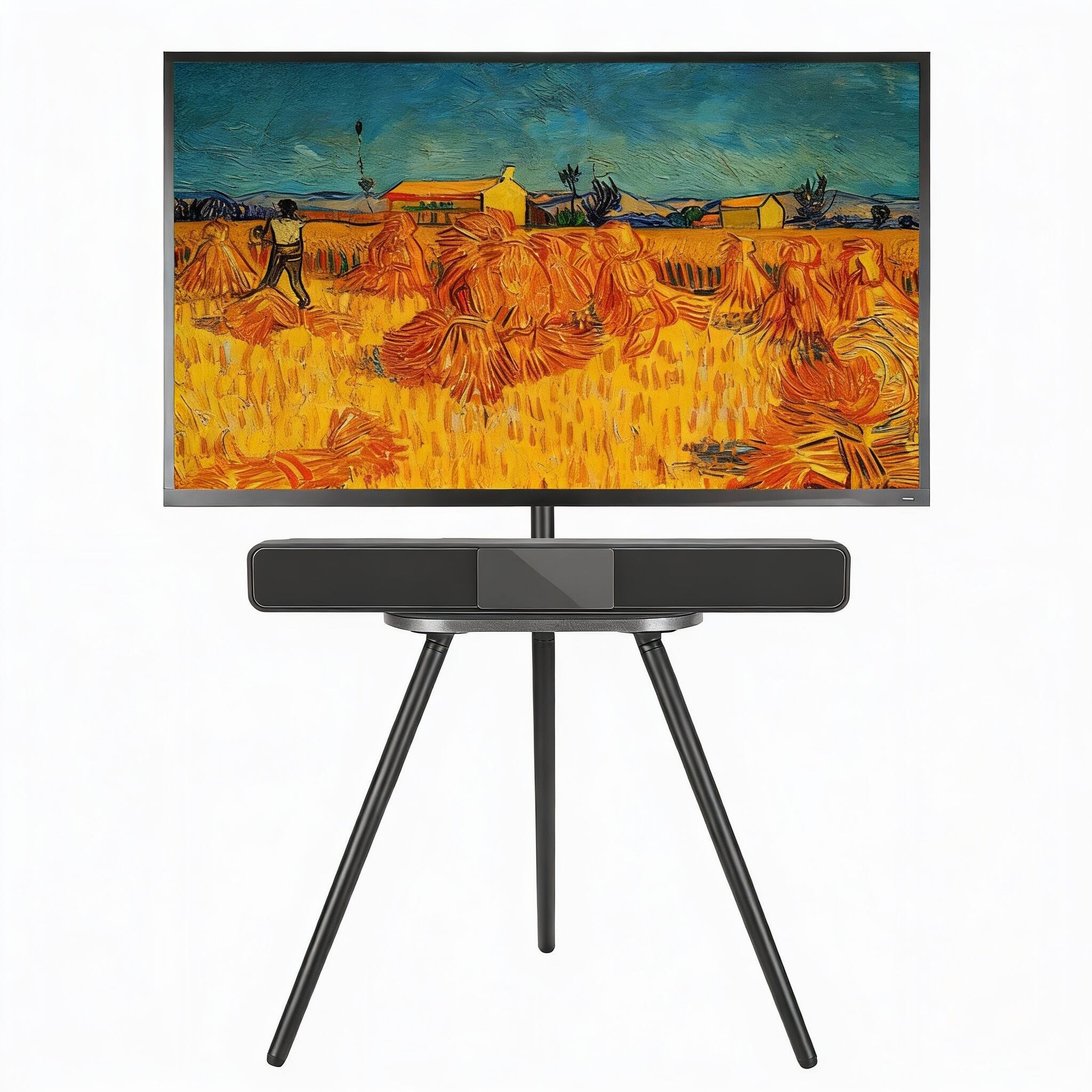 Frangdom - Stand for 43 to 65 Inch Tripod Easel TV Stand Height Swivel Tray - Matte Black