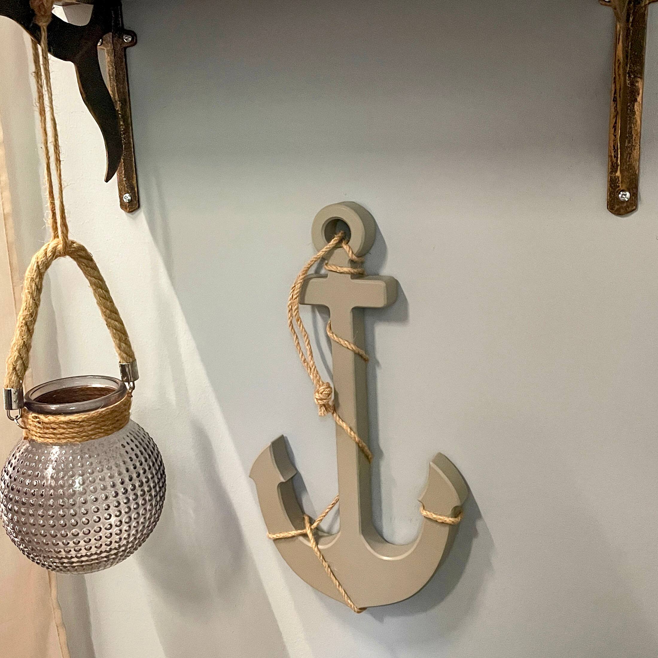 Alt View 7. Chesapeake Bay - Set of 2 Wood Nautical Wall Anchors 15in Rope Beach Coastal Decor Blue Gray - Multicolored.