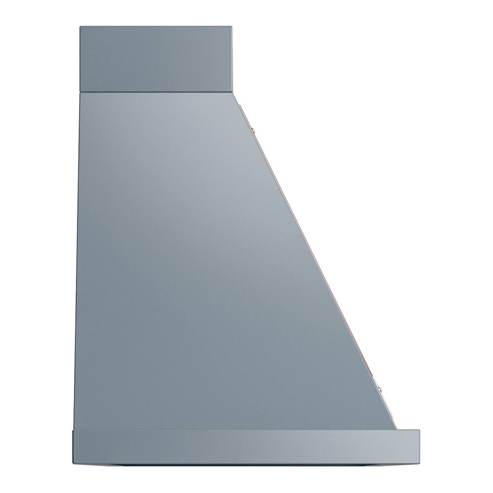 Alt View 2. ILVE - ILVE Nostalgie II Noblesse 48 inch Ducted Wall Mount Range Hood with 600 CFM (Blue Grey, Copper Trim) - Blue Grey.