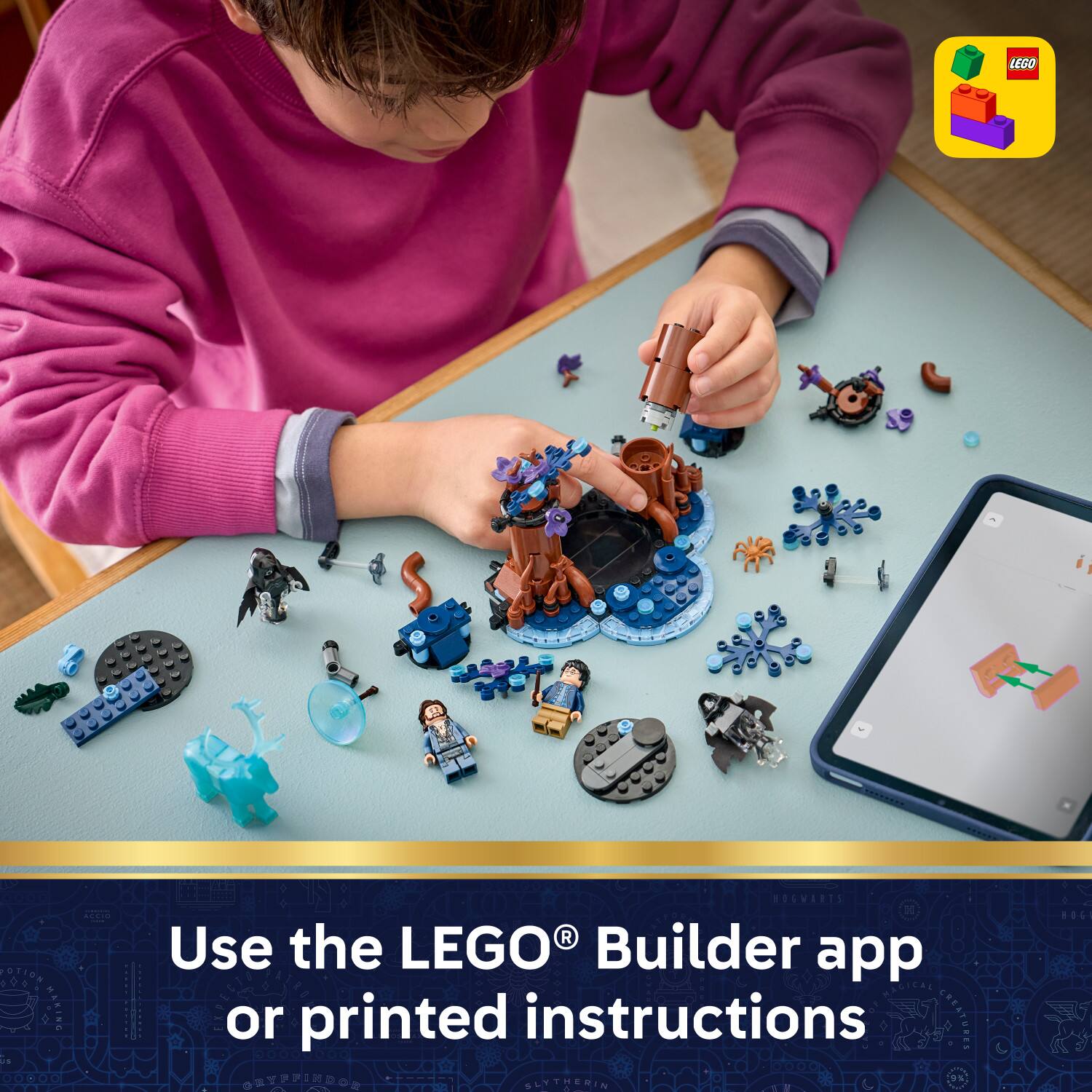 Use the LEGO® Builder app or printed instructions