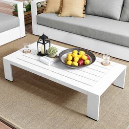 Tahoe Outdoor Patio Powder-Coated Aluminum Coffee Table by Modway - White