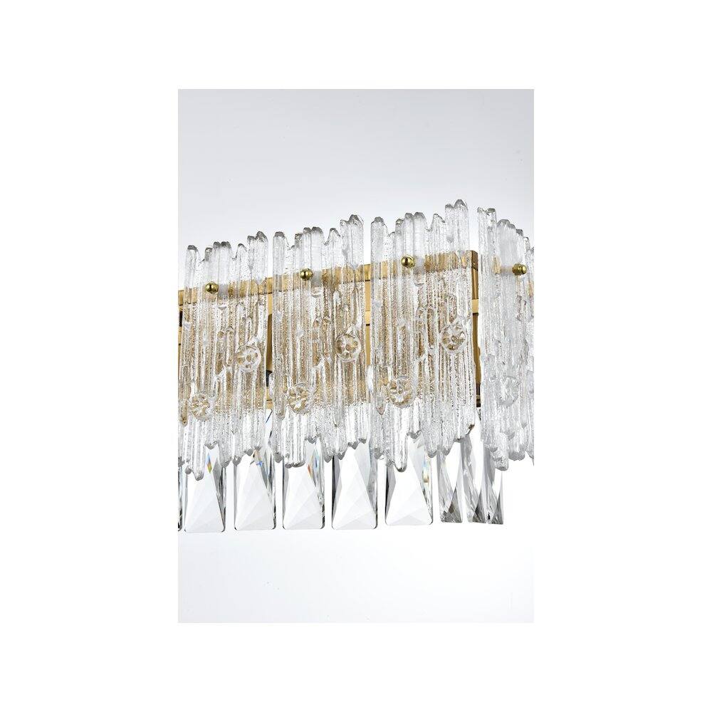 Angle. Elegant Lighting - Emilia 27 inch Wall Sconce in Satin Gold - Satin Gold And Clear.