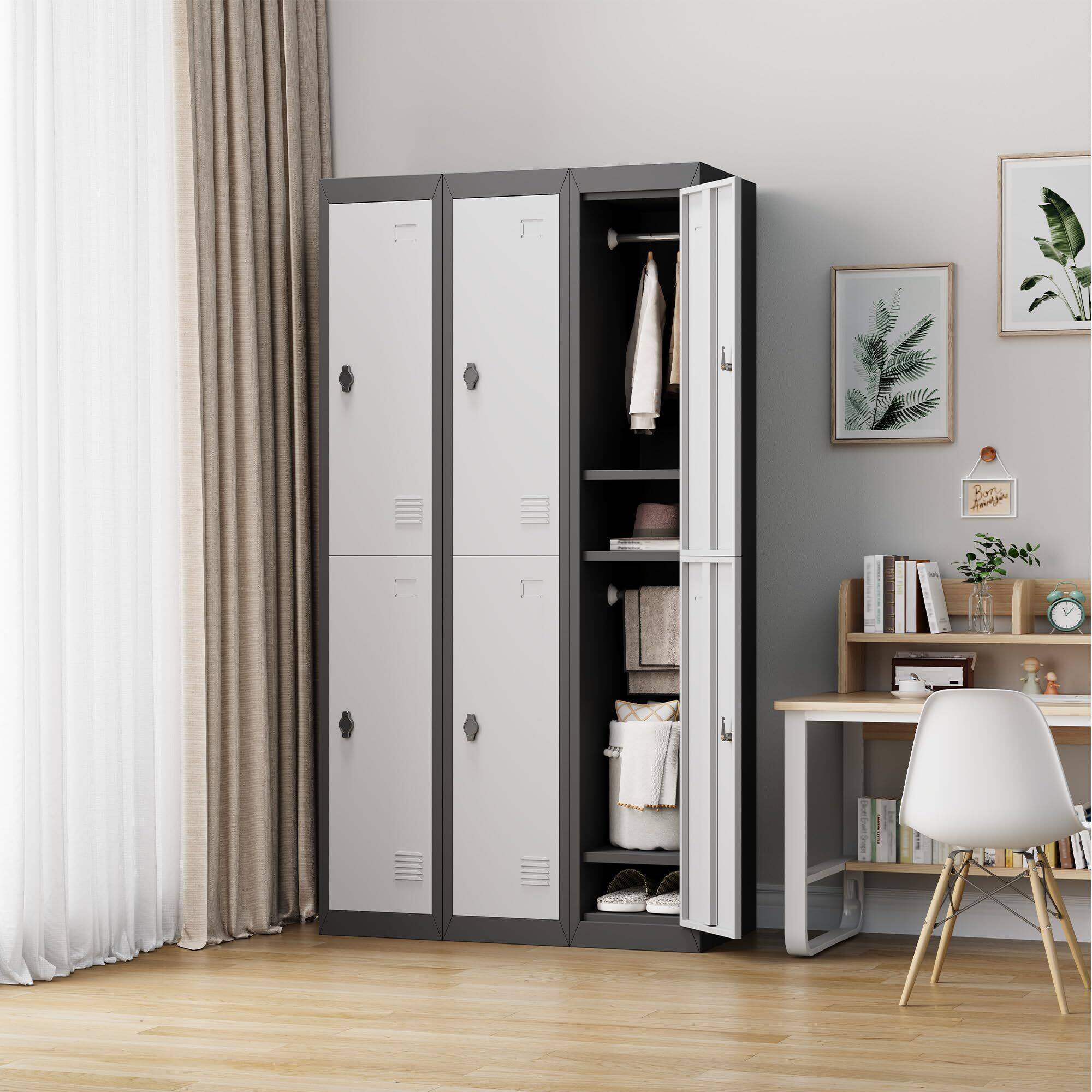 Alt View 2. GARVEE - 72" Tall Metal Storage Steel Cabinet Lockers Door w/ Shelves for Employees Students Office Gym Assembly Required - Gray.