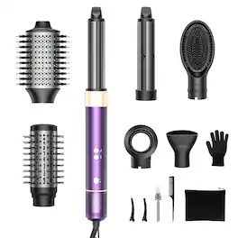 Teendow - 1500W 7-in-1 Hair Dryer Brush and Hair Styler Set, Hot Air Styling Tool, Blow Dryer Brush with Negative Ions - Purple