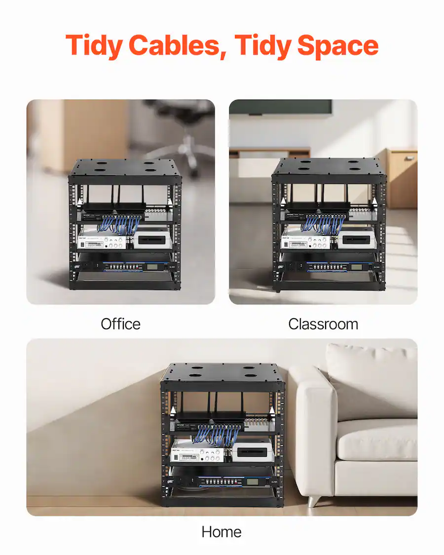 Spt Racks VEVOR 10U Open Frame Network Rack, 23 in Depth, Wall Mounted or Floor ...