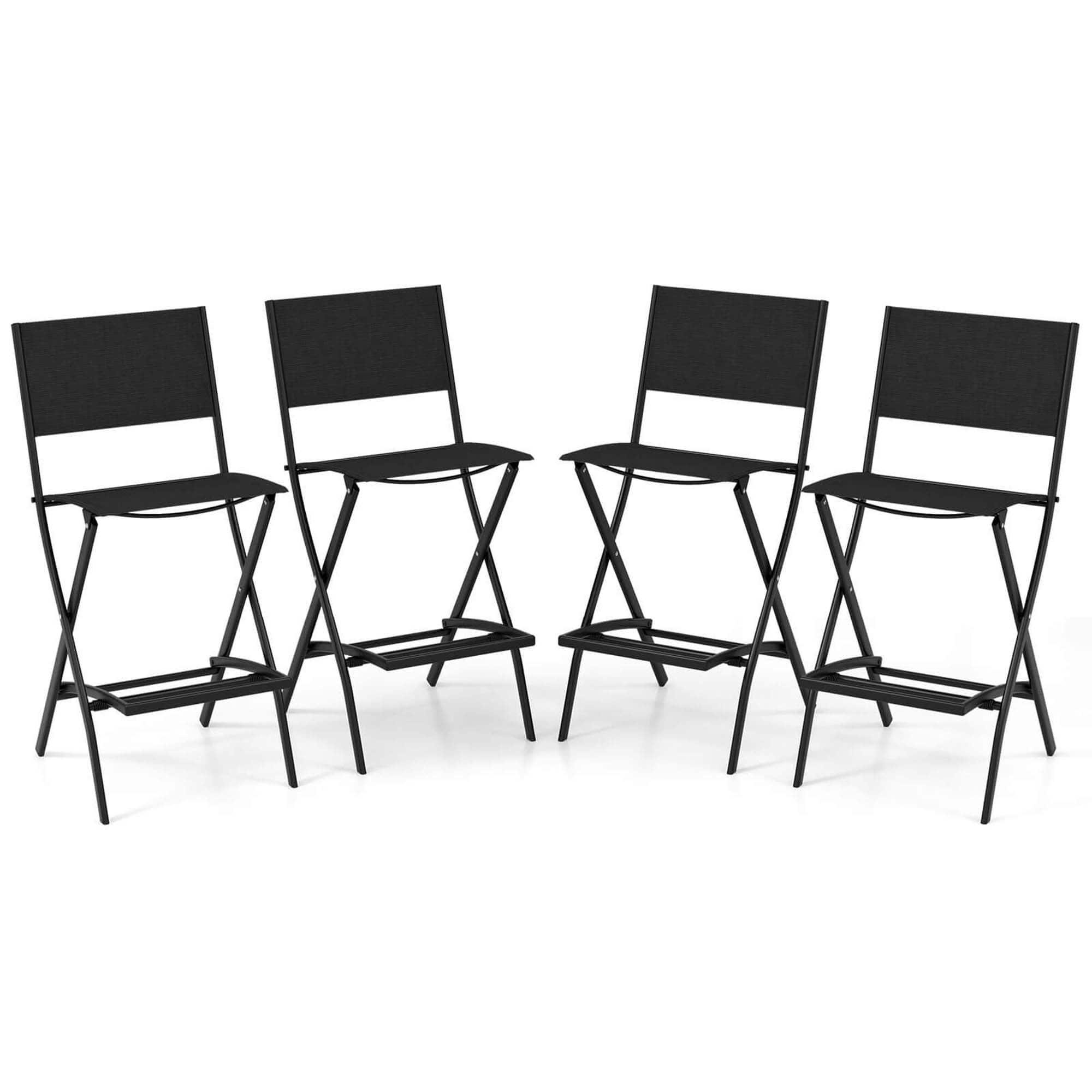 Costway - Set of 4 Outdoor Bar Chair Folding Bar Height Stool with Metal Frame - Black price history on PriceWatchPro