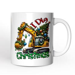 OrnamentallyYou - I Dig Christmas Mug, Christmas Kids Excavator Gifts - White