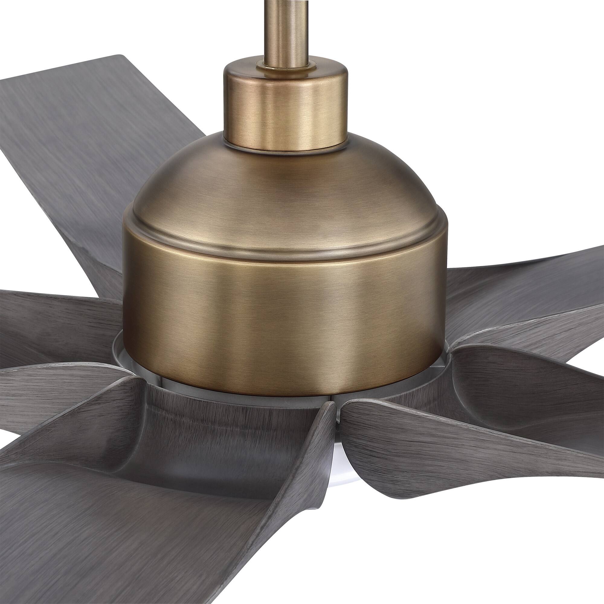 Alt View 5. Parrot Uncle - 56" Modern Brushed Bronze LED Ceiling Fan with Remote, 5 Grey Woodgrain ABS Blades, Reversible DC Motor - Brushed Bronze.
