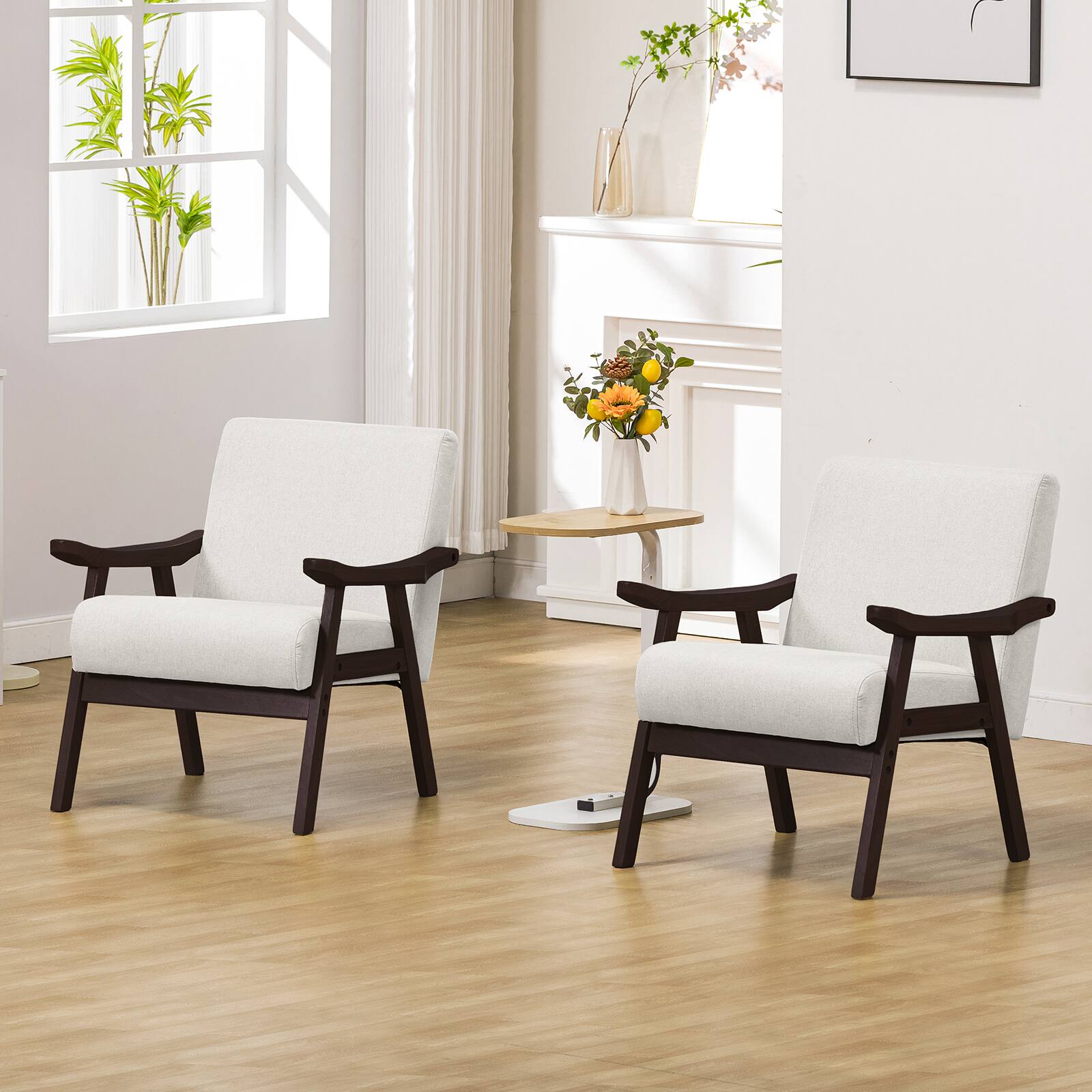 Alt View 4. CloudRest Pro - Comfy Reading Armchair with Curved Armrests Living Room Chairs,Brown - Brown.