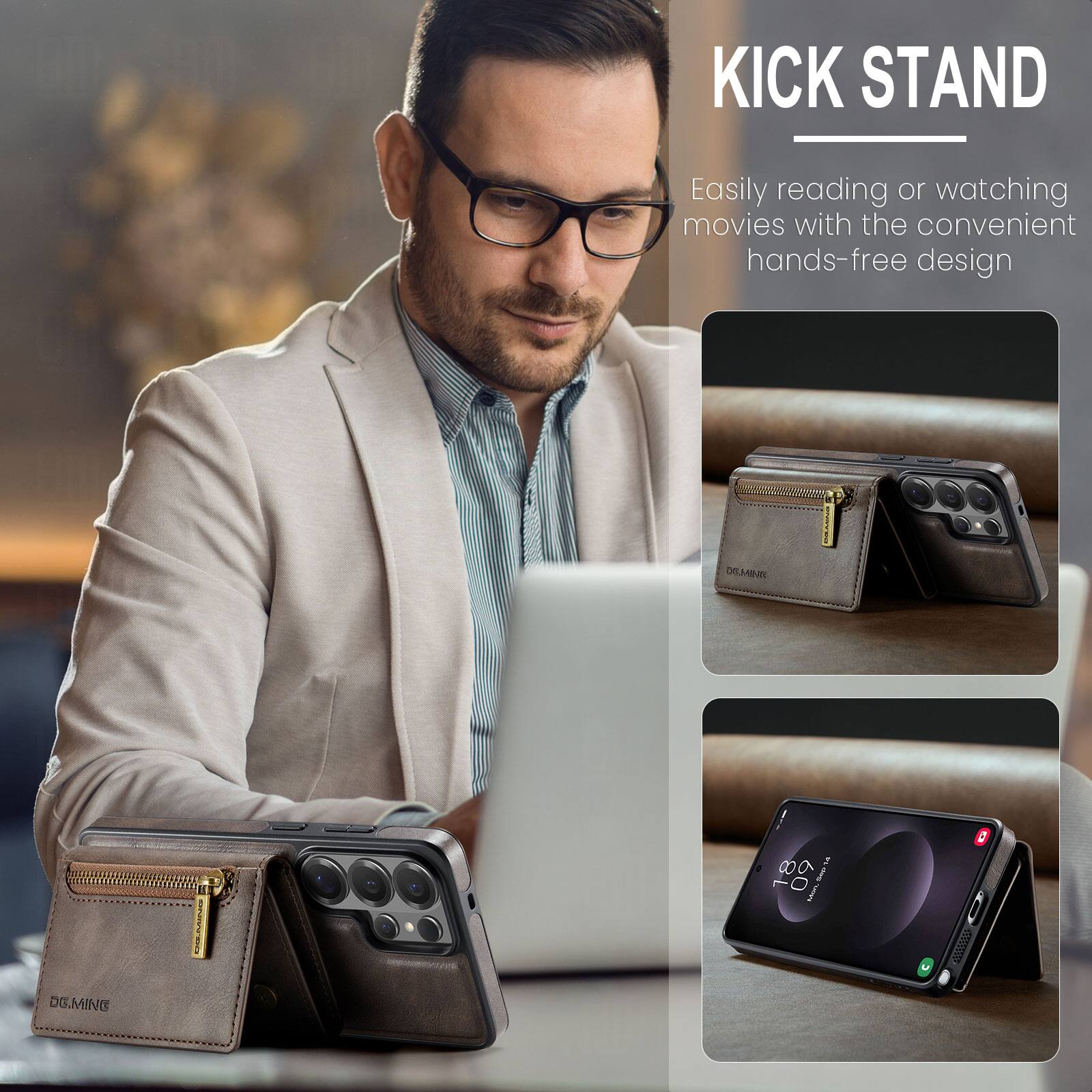 KICK STAND  
Easily reading or watching movies with the convenient hands-free design  

DG.MINE | 18 00