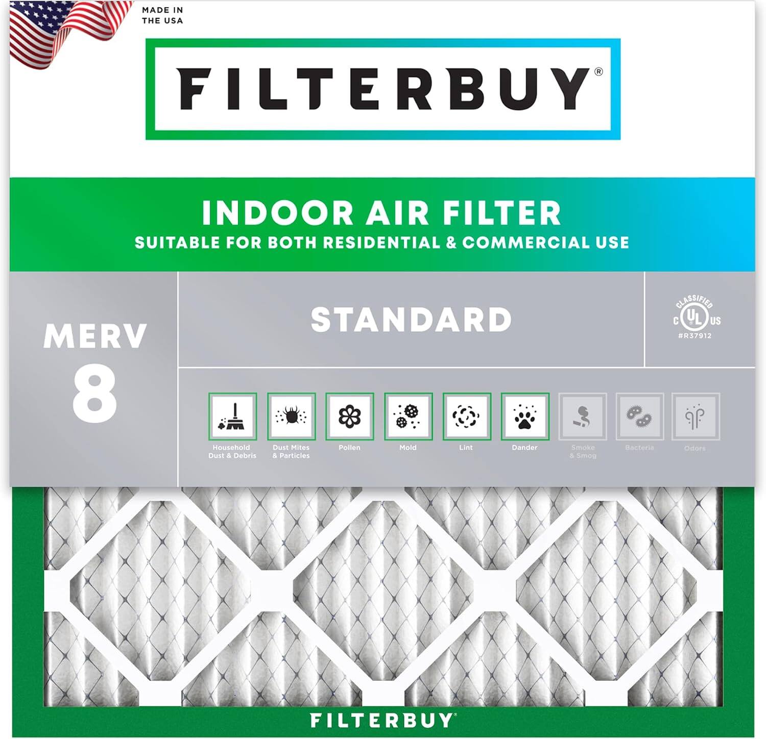 Filterbuy - 30x30x1 MERV 8 Dust & Allergy Defense, Electrostatic Pleated HVAC AC Furnace Air Filters Replacement (1-Pack) - Silver