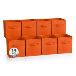 Sorbus - Fabric Storage Cubes, 8 Foldable Storage Bins for Organizing Pantry, Cubbies, Toy Box, Clothes Storage - Orange
